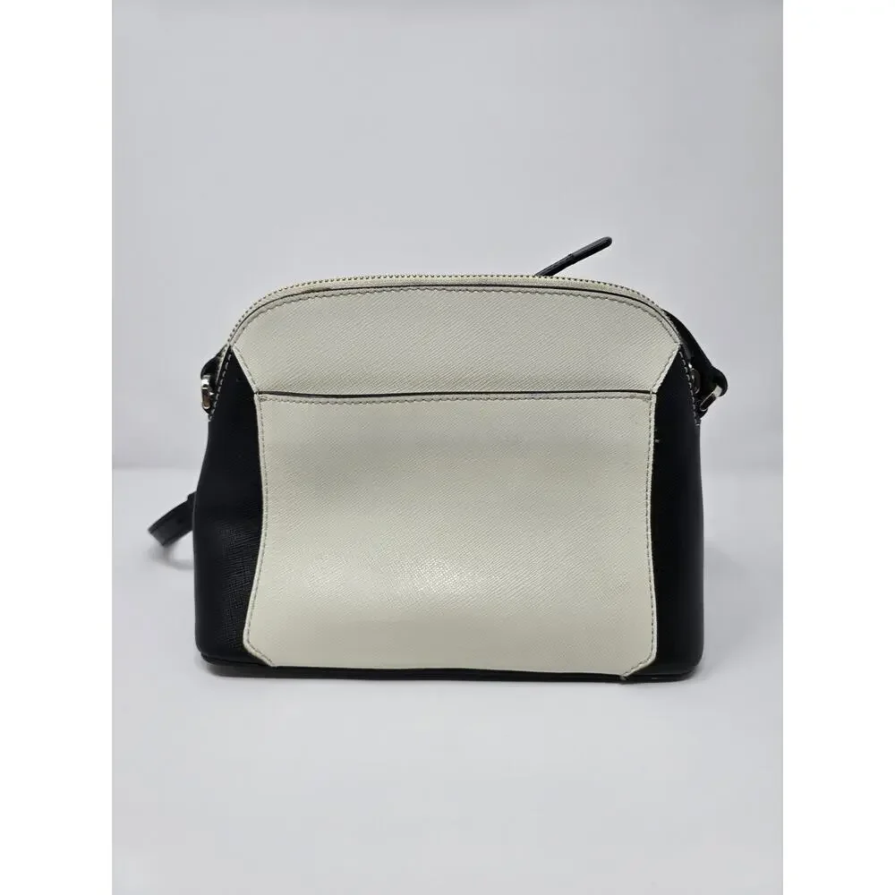 Kate Spade New York Crossbody Purse Black White Leather‎ Shoulder Bag Medium